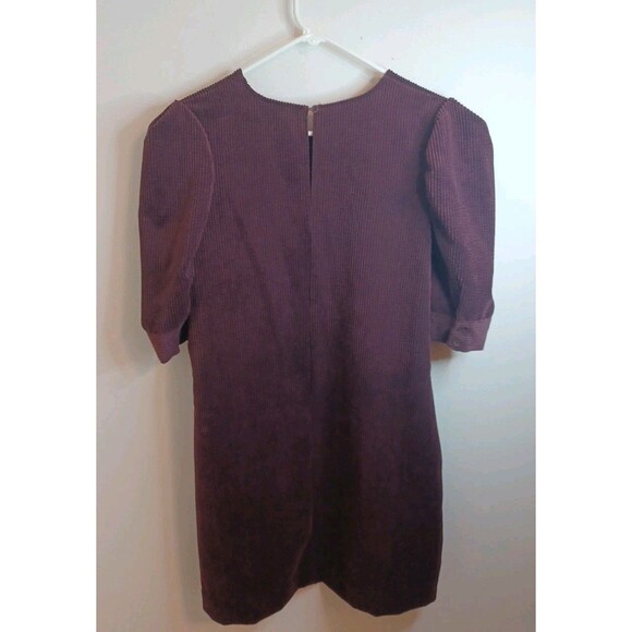 Who What Wear Babydoll Corduroy Dress Large Dark Red Maroon Pockets Puff Sleeve - Picture 5 of 9